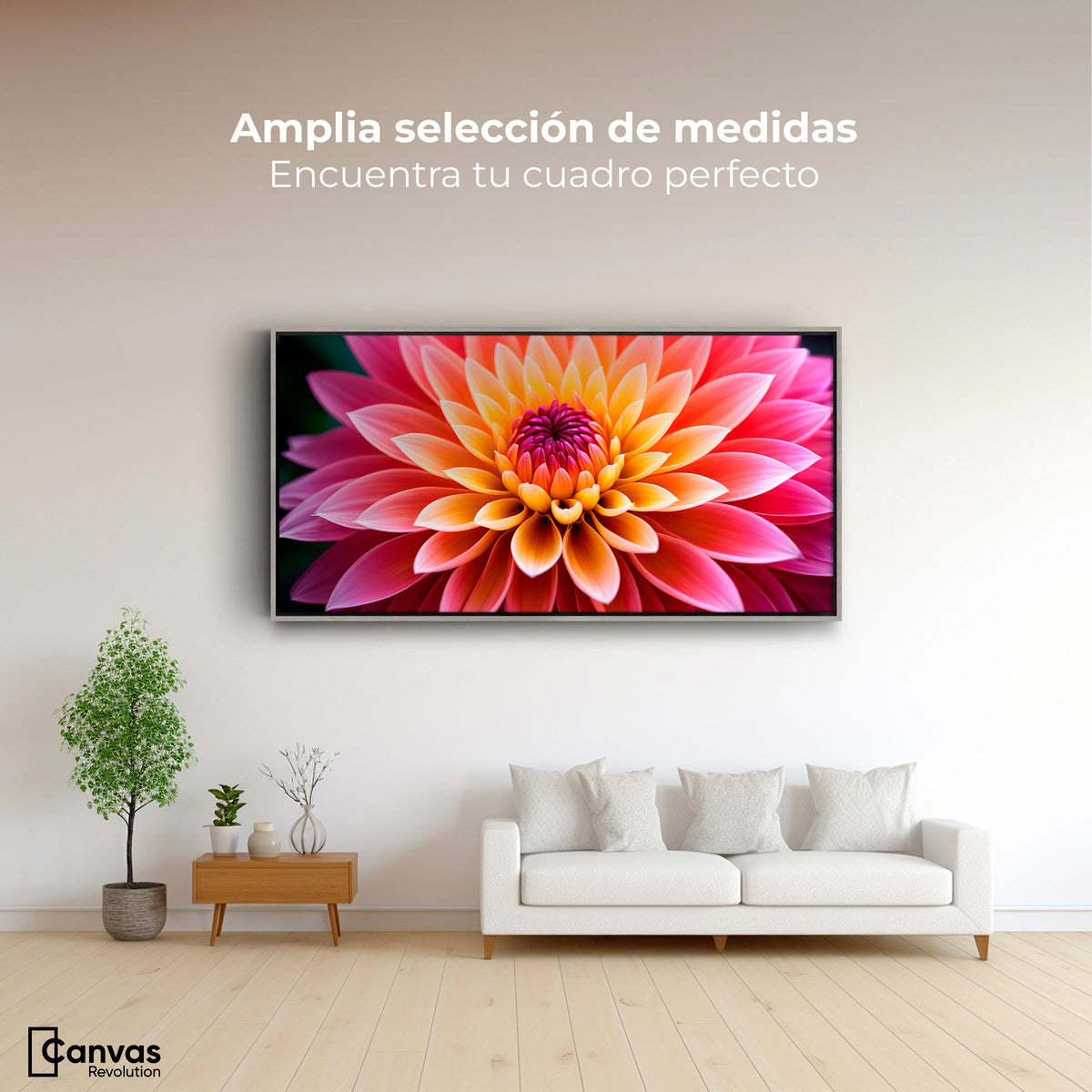 Cuadros Decorativos Canvas Revolution | Dahlia Vibrante | Montaje3