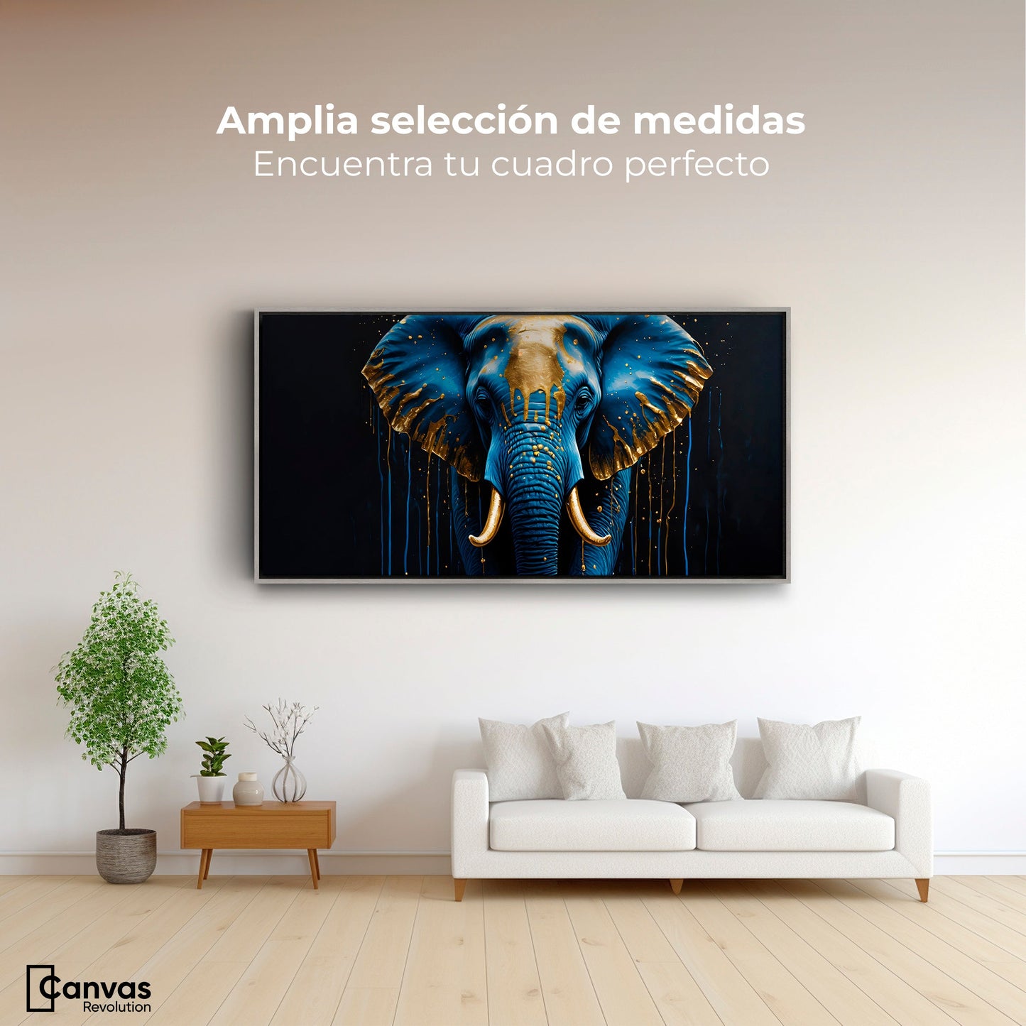 Cuadros Decorativos Canvas Revolution | Elefante Celestial | Montaje3