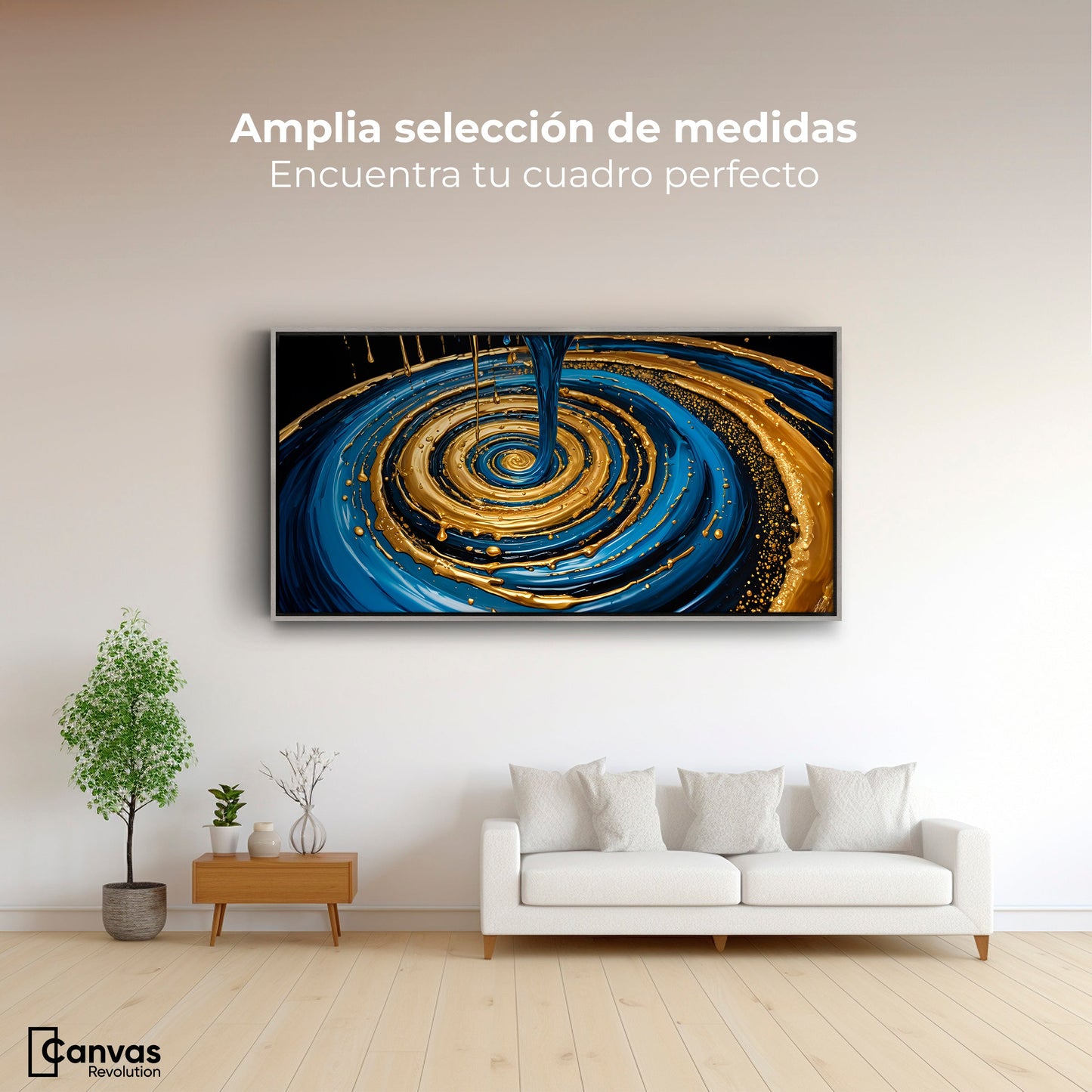 Cuadros Decorativos Canvas Revolution | Elegancia Oro Azul | Montaje3
