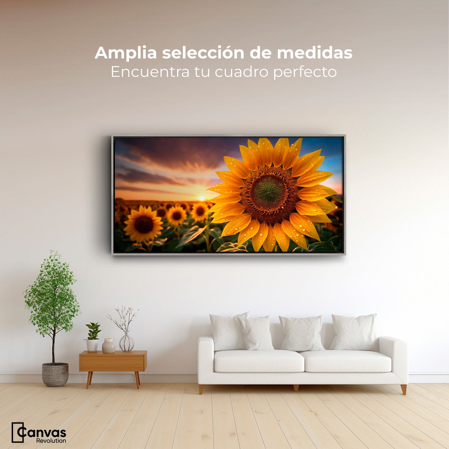 Cuadros Decorativos Canvas Revolution | Girasol Atardecer | Montaje3