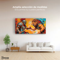 Cuadros Decorativos Canvas Revolution | Gladiador Vs Leon | Montaje3
