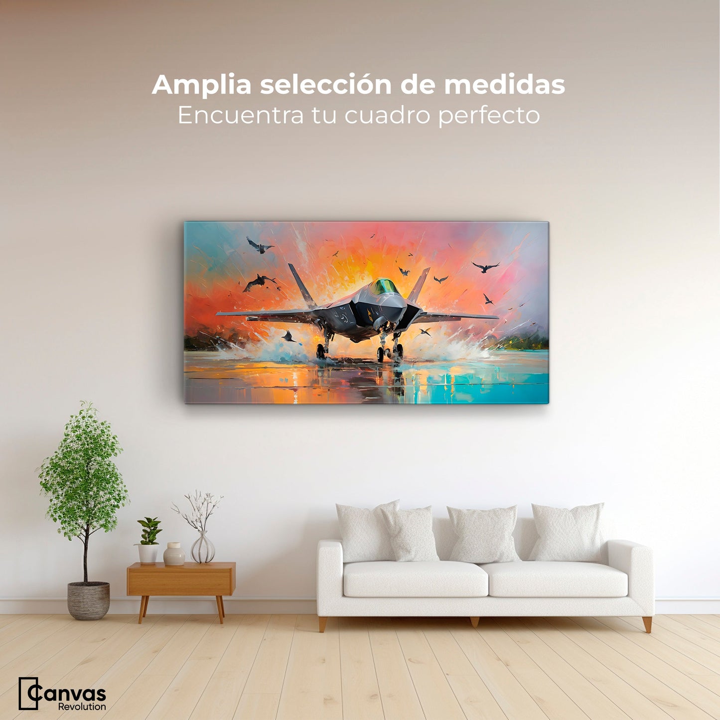 Cuadros Decorativos Canvas Revolution | Jet Pista Aerea | Montaje3