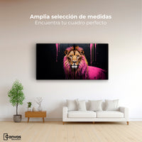 Cuadros Decorativos Canvas Revolution | Leon Rosa Vibrante | Montaje3