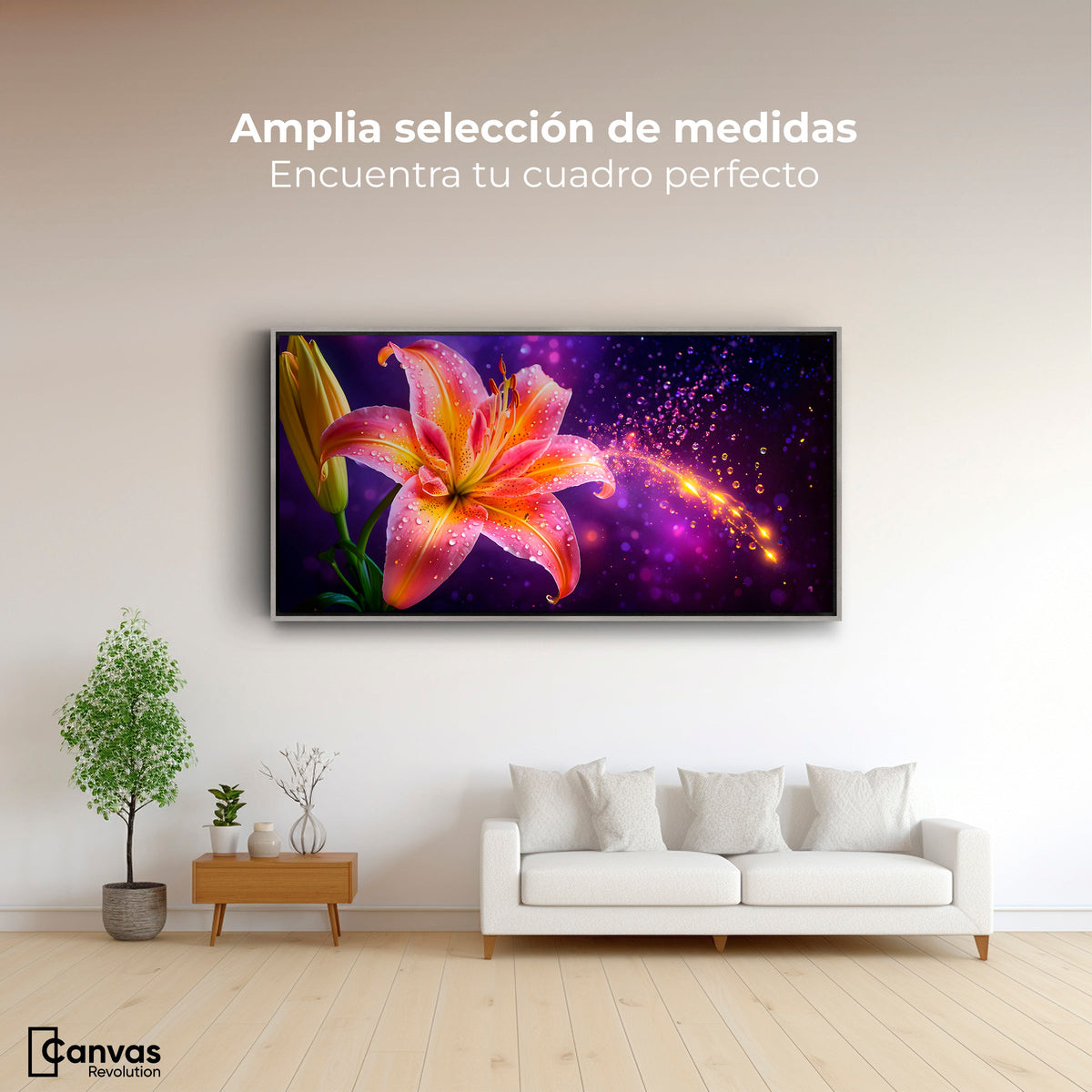 Cuadros Decorativos Canvas Revolution | Lirio Celestial | Montaje3