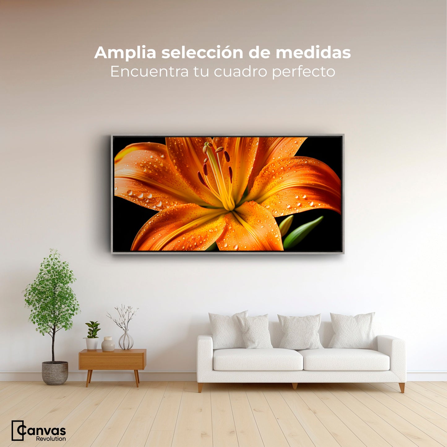 Cuadros Decorativos Canvas Revolution | Llama Lirio Macro | Montaje3