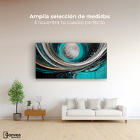 Cuadros Decorativos Canvas Revolution | Luna Abstracto Gold | Montaje3