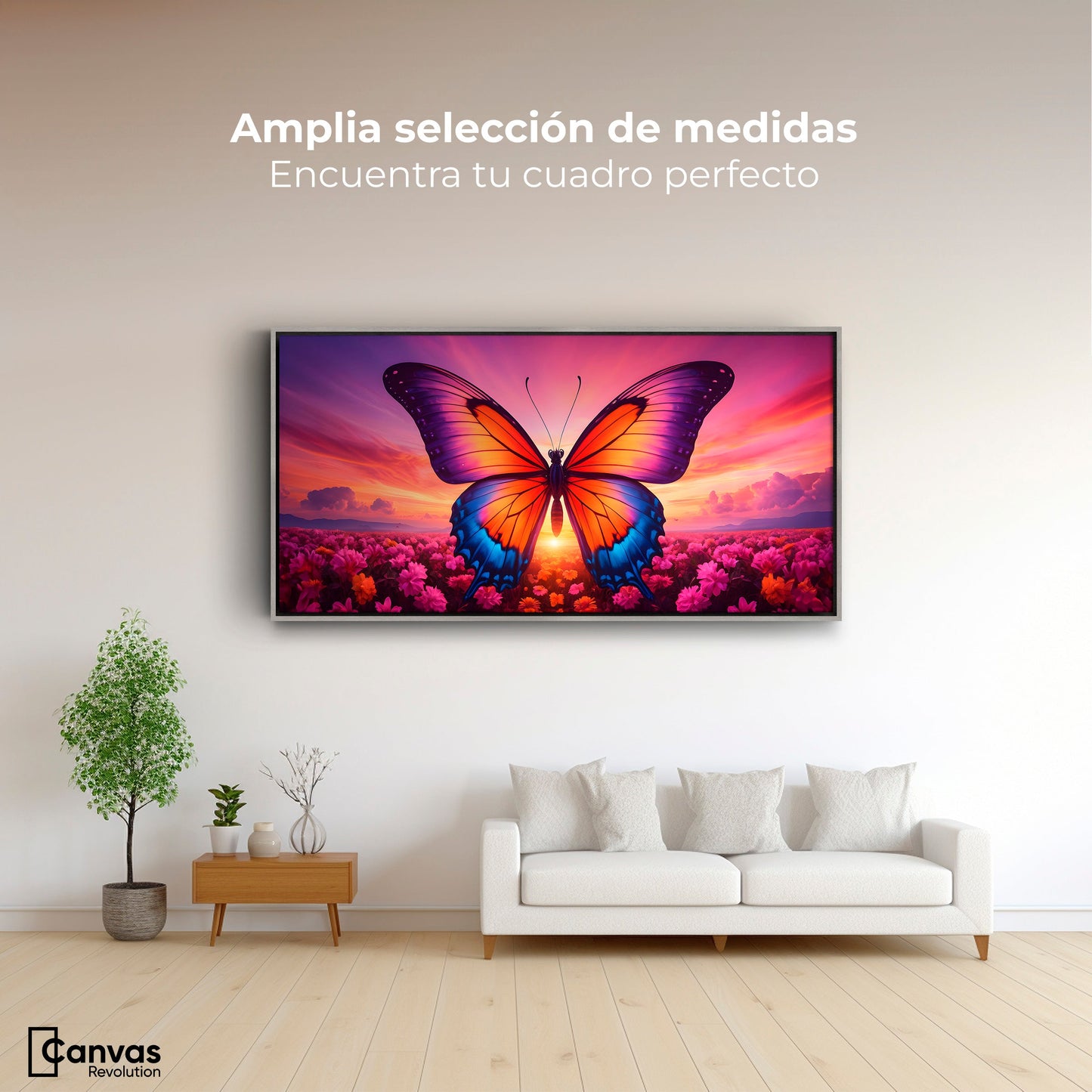 Cuadros Decorativos Canvas Revolution | Mariposa En El Alba | Montaje3