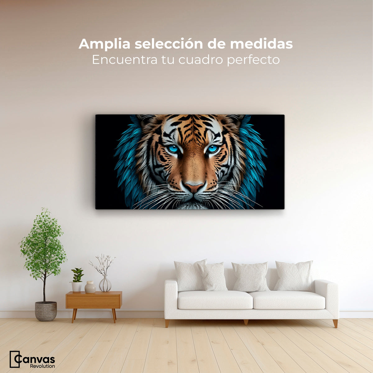 Cuadros Decorativos Canvas Revolution | Mirada Azul Salvaje | Montaje3