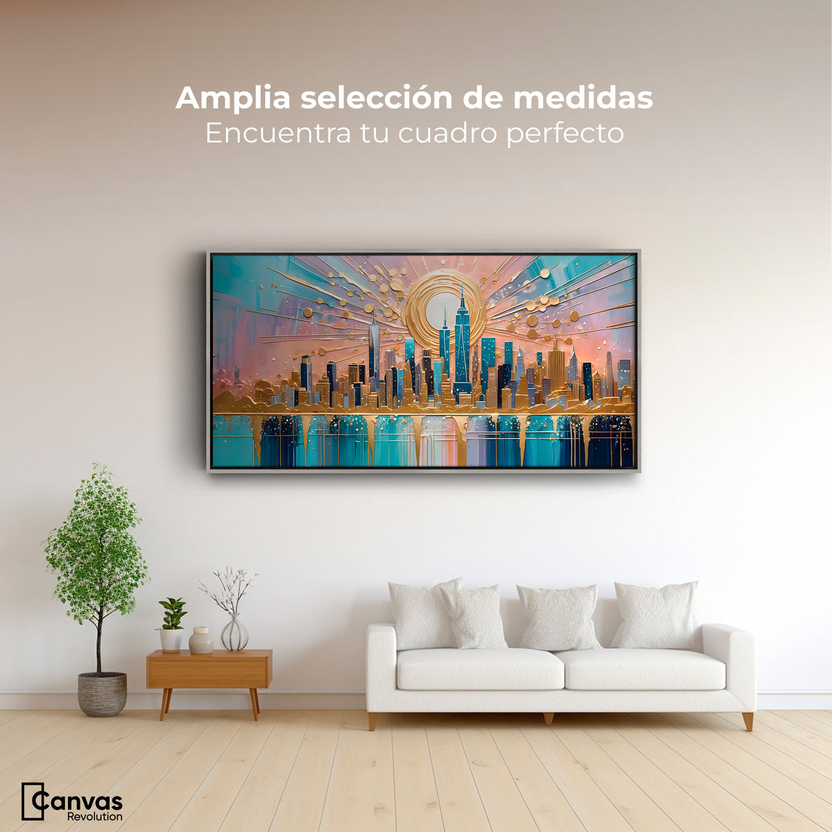 Cuadros Decorativos Canvas Revolution | Nueva York Dorada | Montaje3