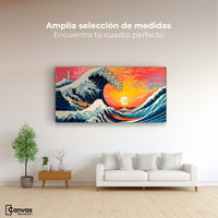 Cuadros Decorativos Canvas Revolution | Ocaso Ola Kanagawa | Montaje3