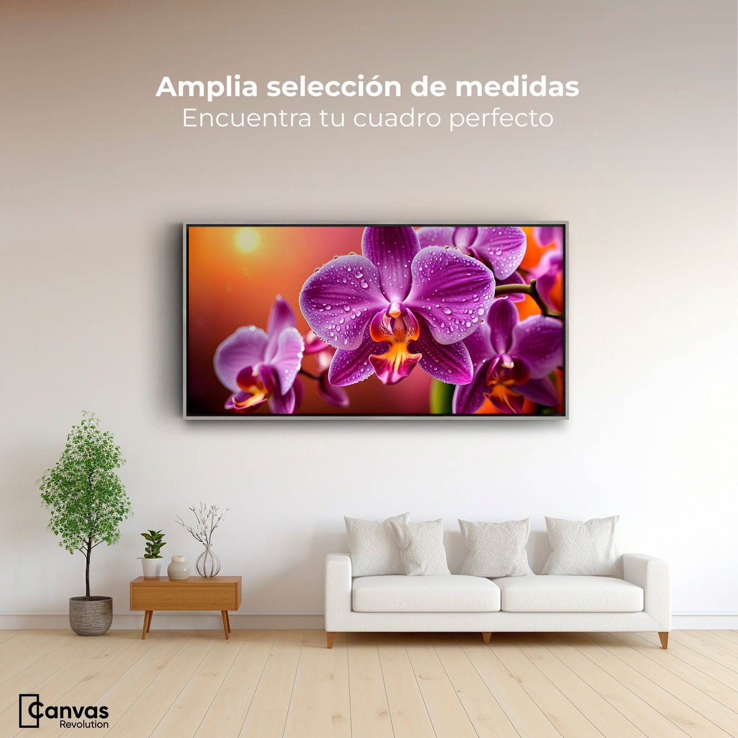 Cuadros Decorativos Canvas Revolution | Orquidea Morada Sol | Montaje3