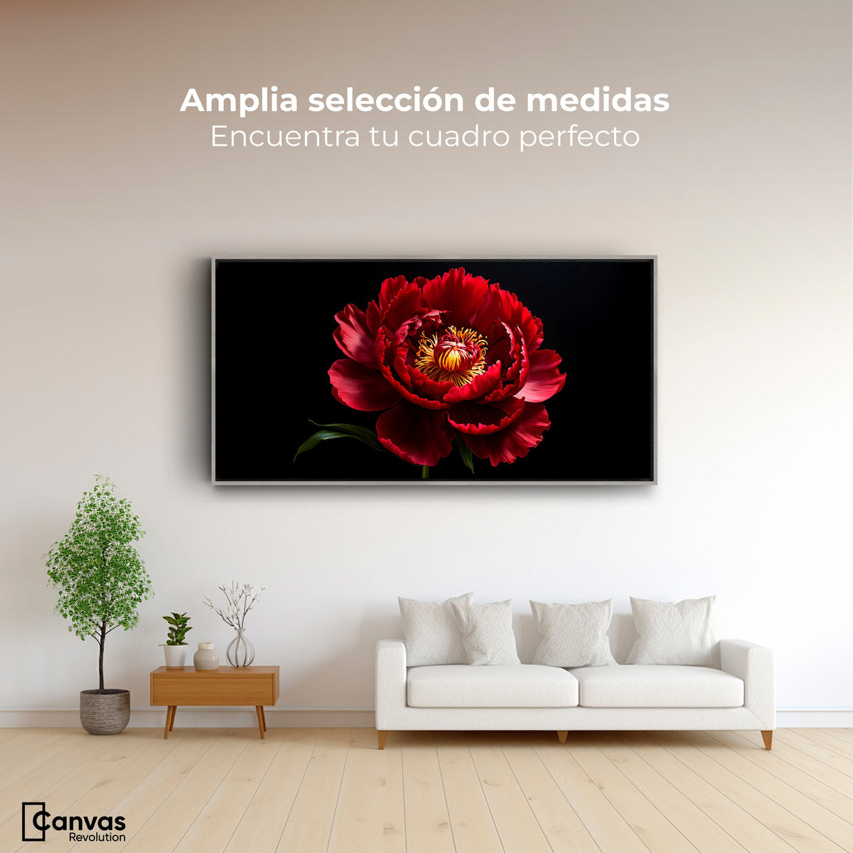Cuadros Decorativos Canvas Revolution | Peonia De Noche | Montaje3