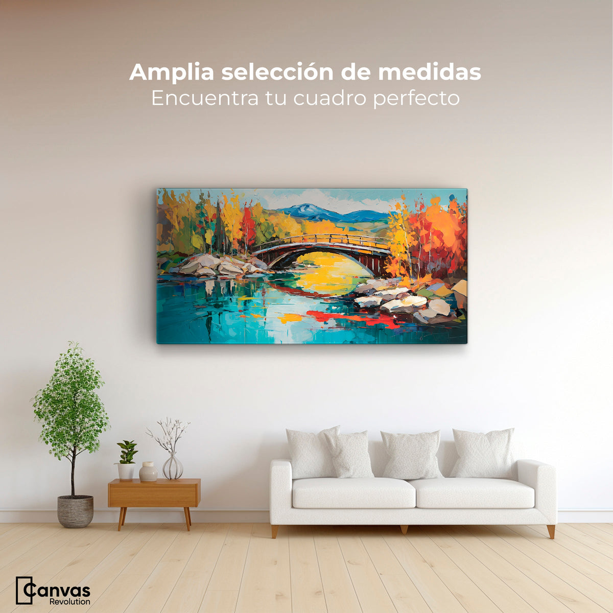 Cuadros Decorativos Canvas Revolution | Puente Otonal Aureo | Montaje3