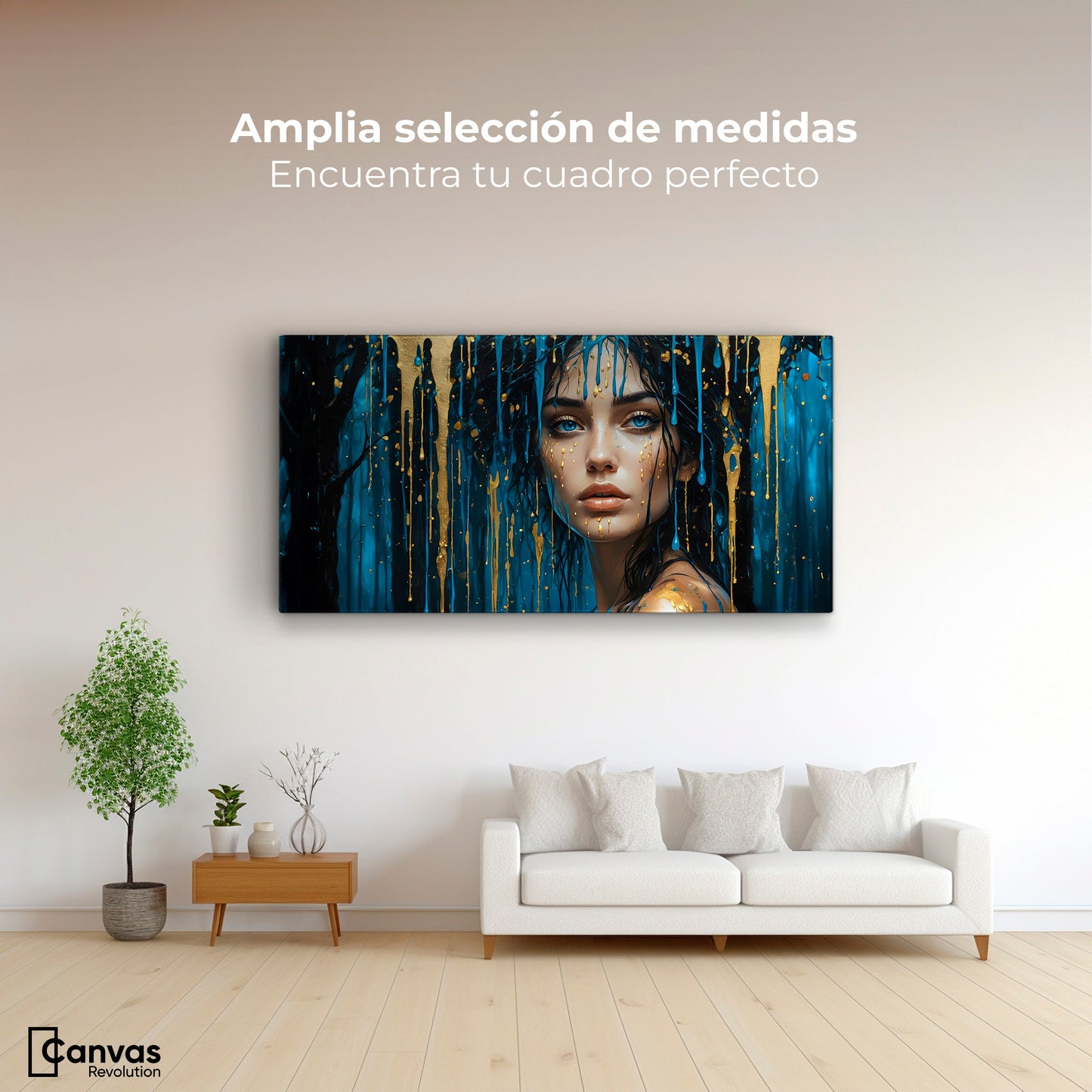 Cuadros Decorativos Canvas Revolution | Reflejos Dorados | Montaje3