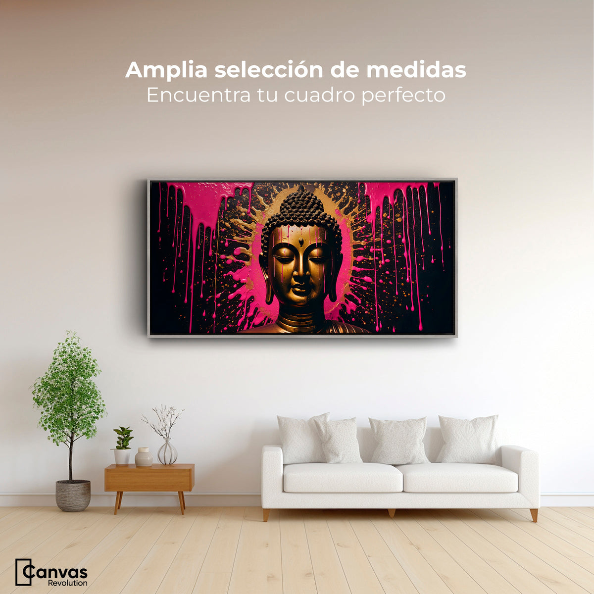 Cuadros Decorativos Canvas Revolution | Reflejos Oro Rosa | Montaje3