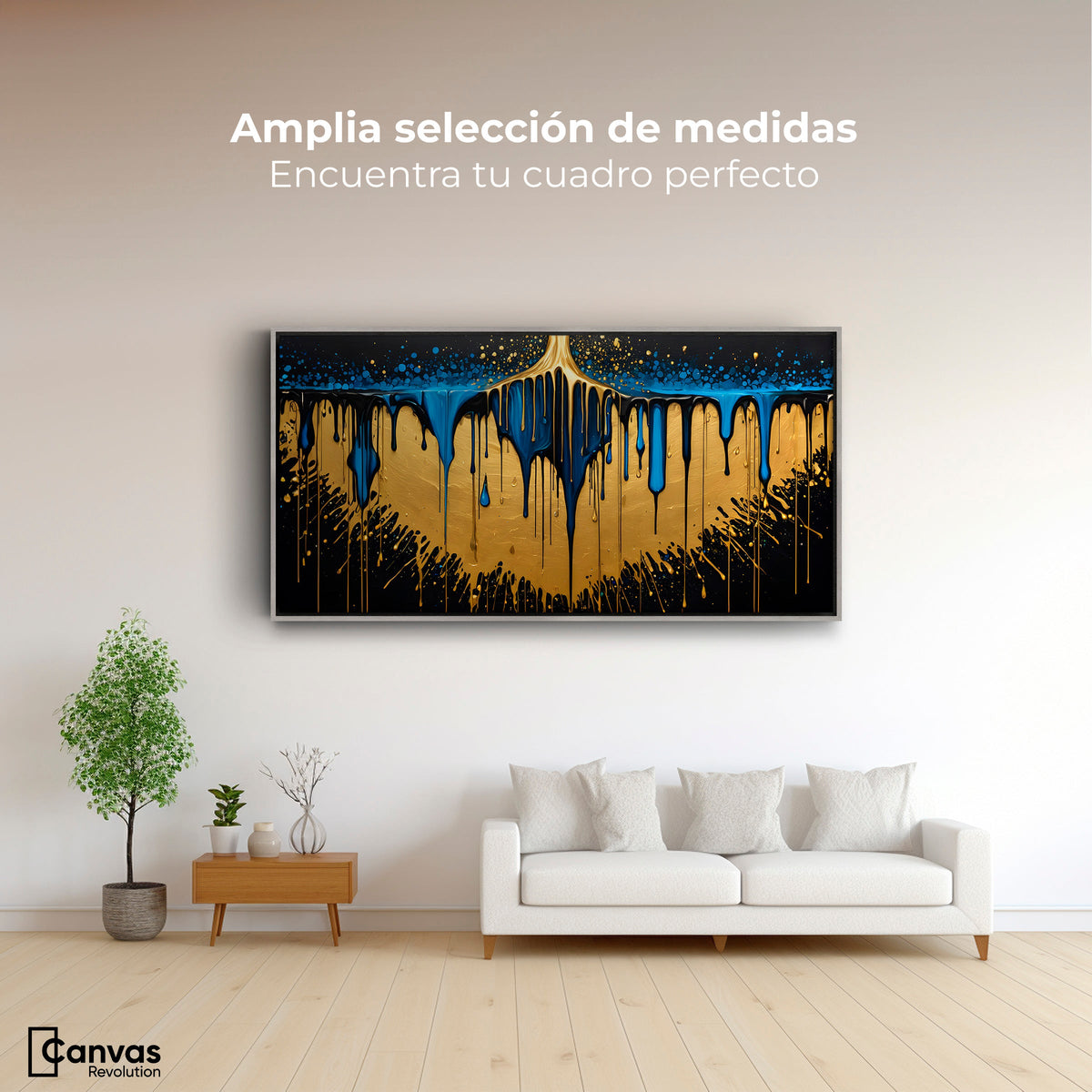 Cuadros Decorativos Canvas Revolution | Sinfonia Dorada | Montaje3