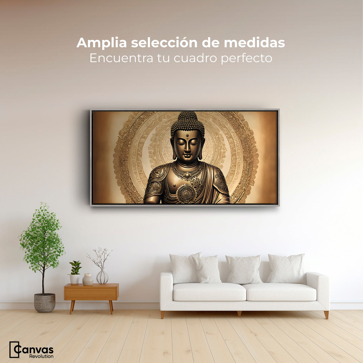 Cuadros Decorativos Canvas Revolution | Trascender Dorado | Montaje3