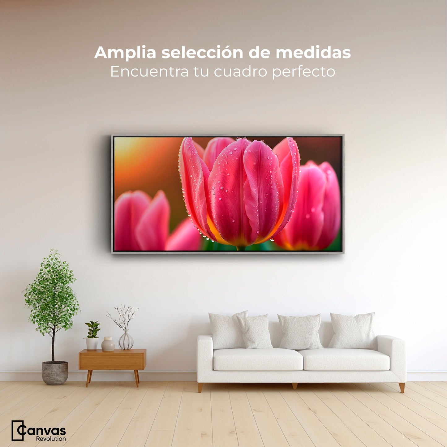 Cuadros Decorativos Canvas Revolution | Tulipan Rosa Eterno | Montaje3