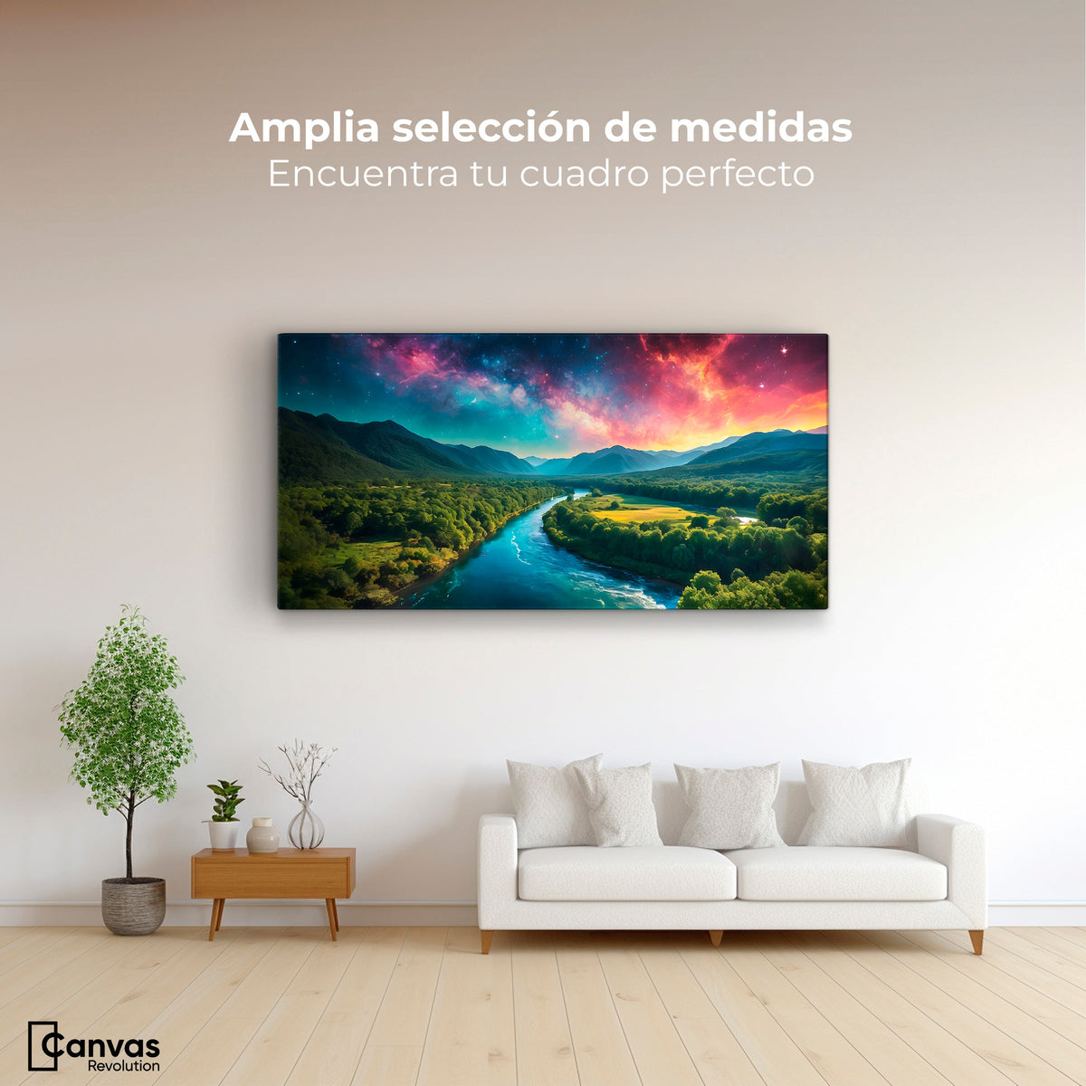 Cuadros Decorativos Canvas Revolution | Valle Rio Nebuloso | Montaje3