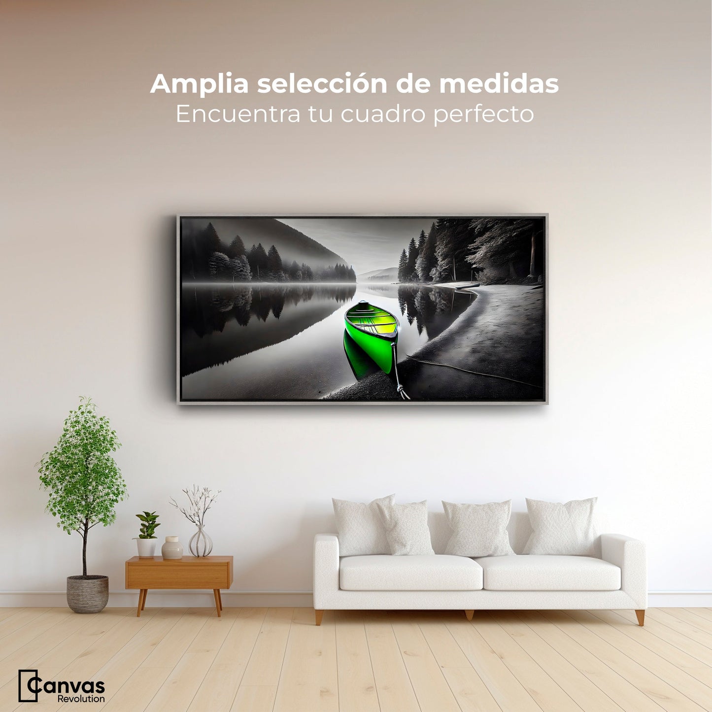 Cuadros Decorativos Canvas Revolution | Verde En El Lago | Montaje3