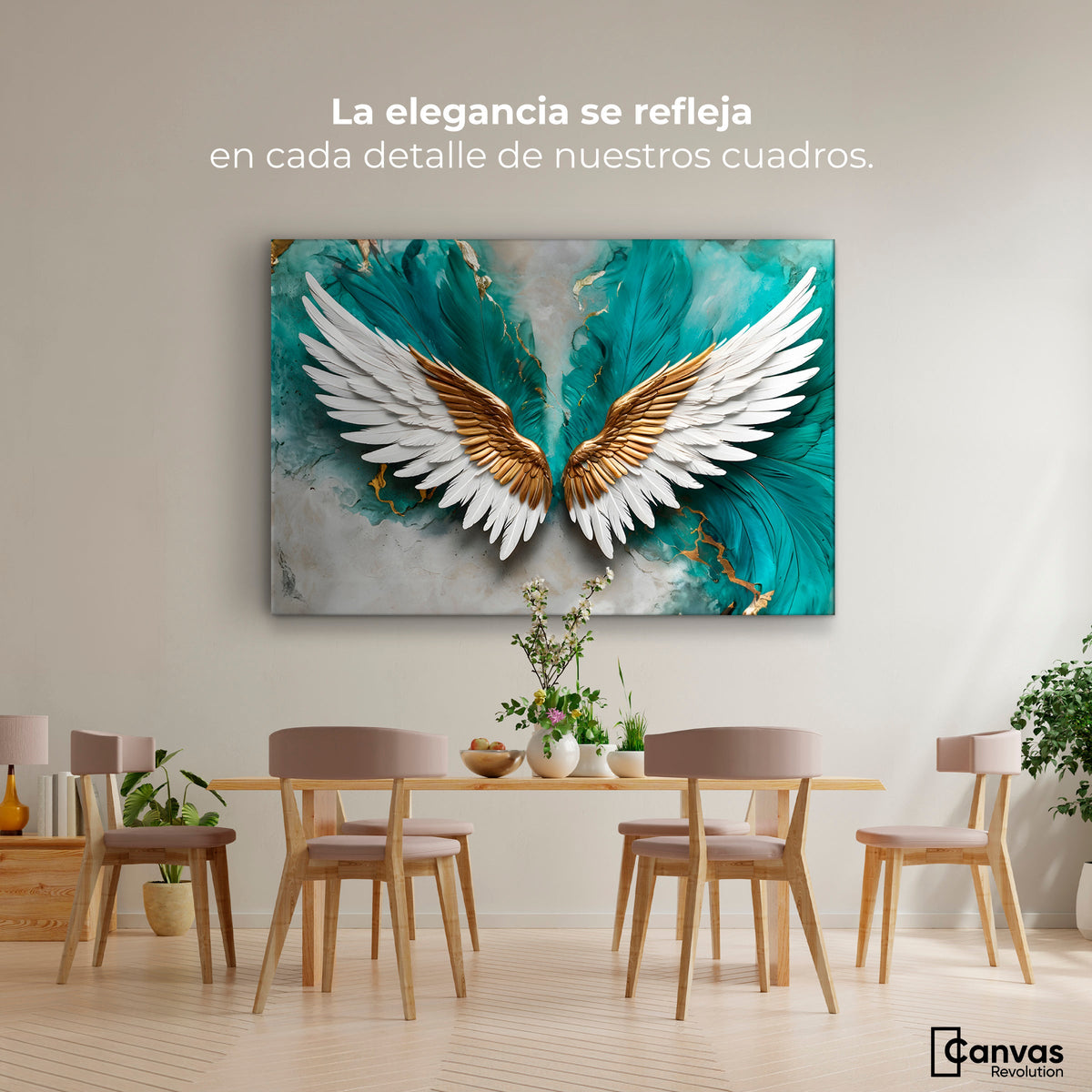 Cuadros Decorativos Canvas Revolution | Alas Angel Aqua | Montaje4