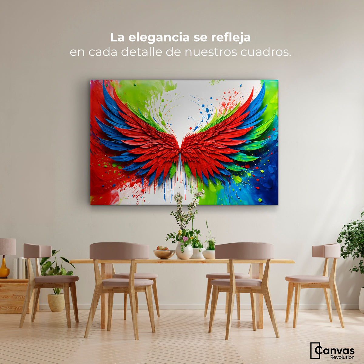 Cuadros Decorativos Canvas Revolution | Alas Angel Brillo | Montaje4