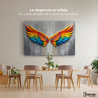 Cuadros Decorativos Canvas Revolution | Alas Angel Colores | Montaje4