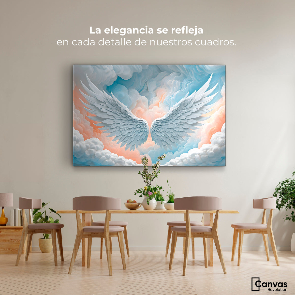 Cuadros Decorativos Canvas Revolution | Alas Angel Nubes | Montaje4