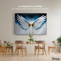 Cuadros Decorativos Canvas Revolution | Alas Corazon Dorado | Montaje4