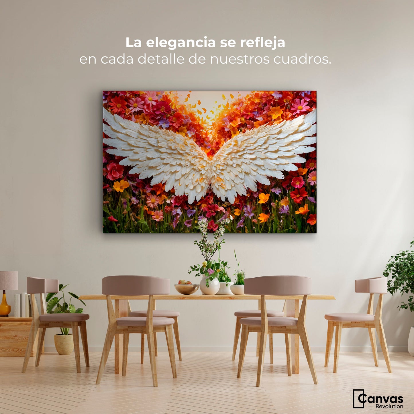 Cuadros Decorativos Canvas Revolution | Alas En Flores | Montaje4