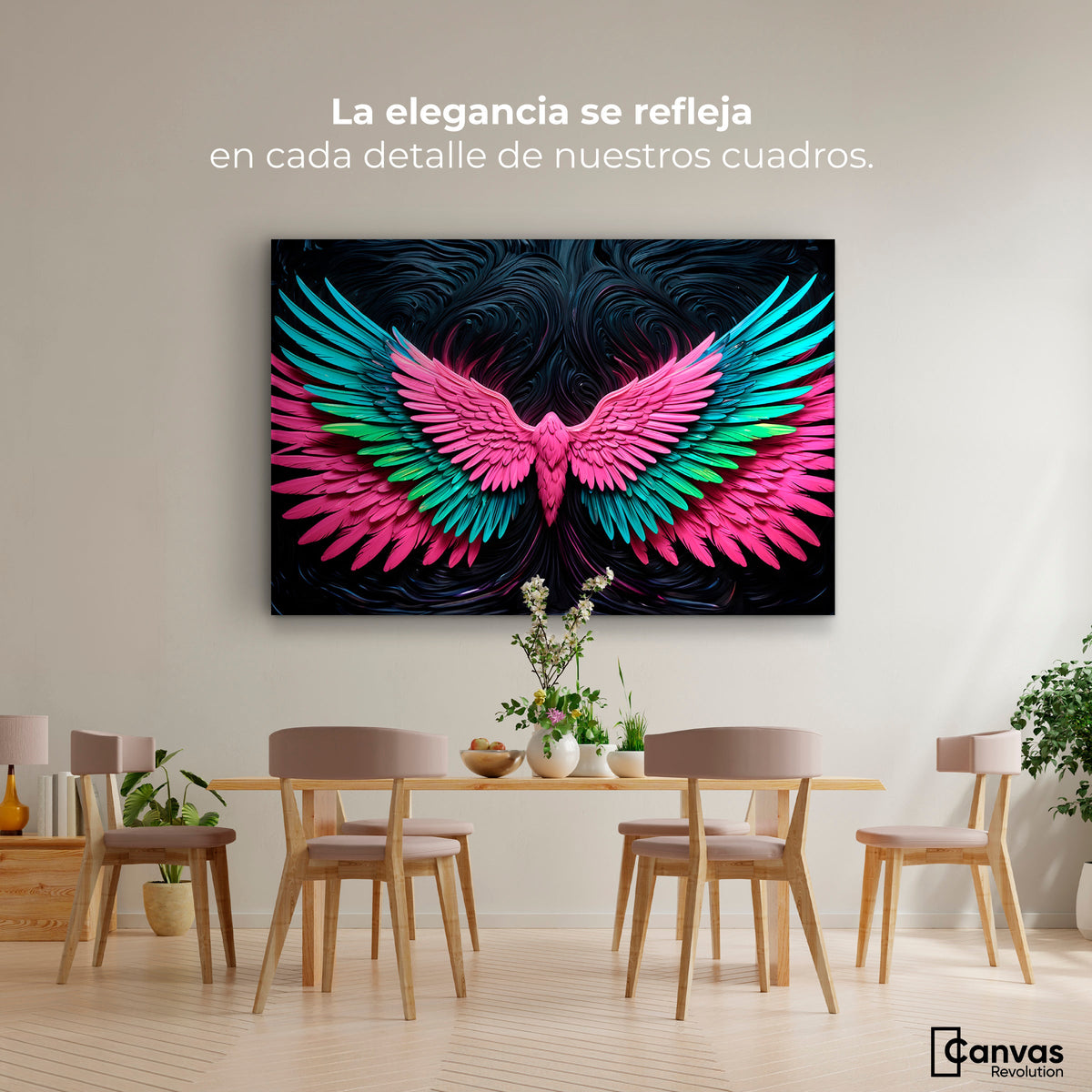 Cuadros Decorativos Canvas Revolution | Alas Luz Angeles | Montaje4