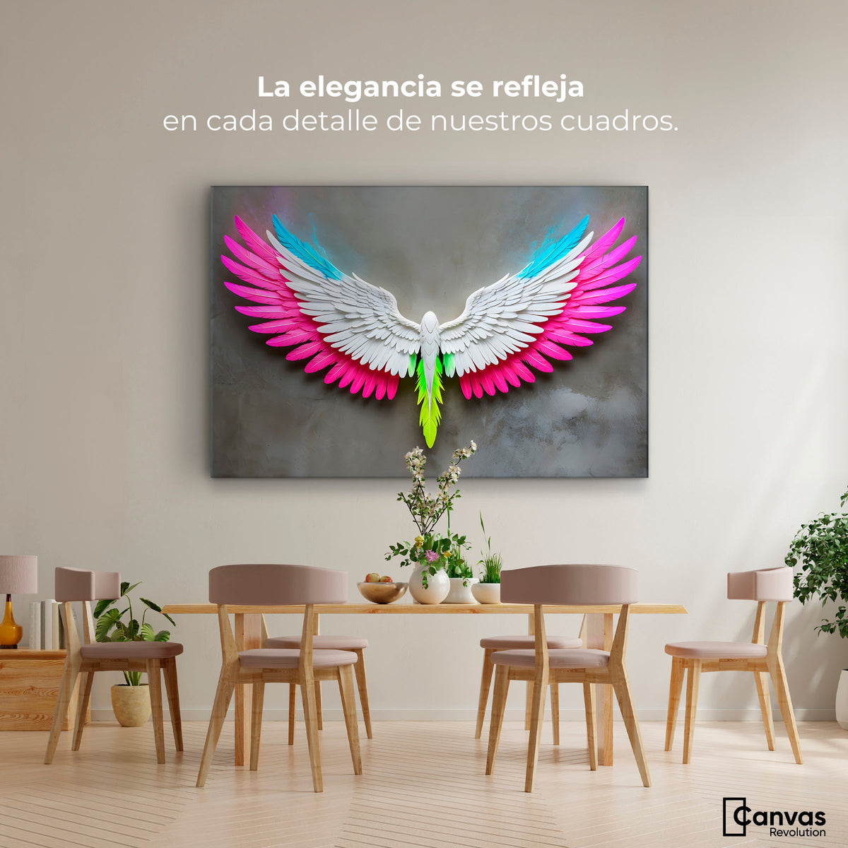 Cuadros Decorativos Canvas Revolution | Angel Alas De Luz | Montaje4