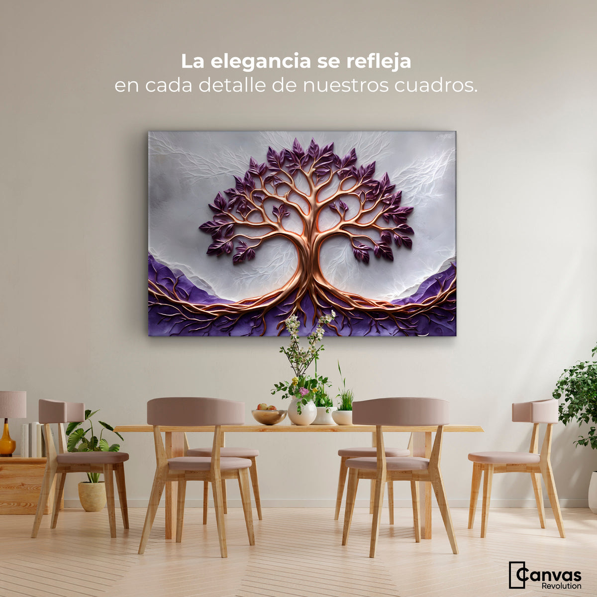 Cuadros Decorativos Canvas Revolution | Arbol Vida Lavanda | Montaje4