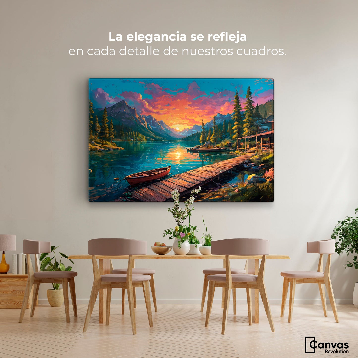 Cuadros Decorativos Canvas Revolution | Atardecer Brillante | Montaje4