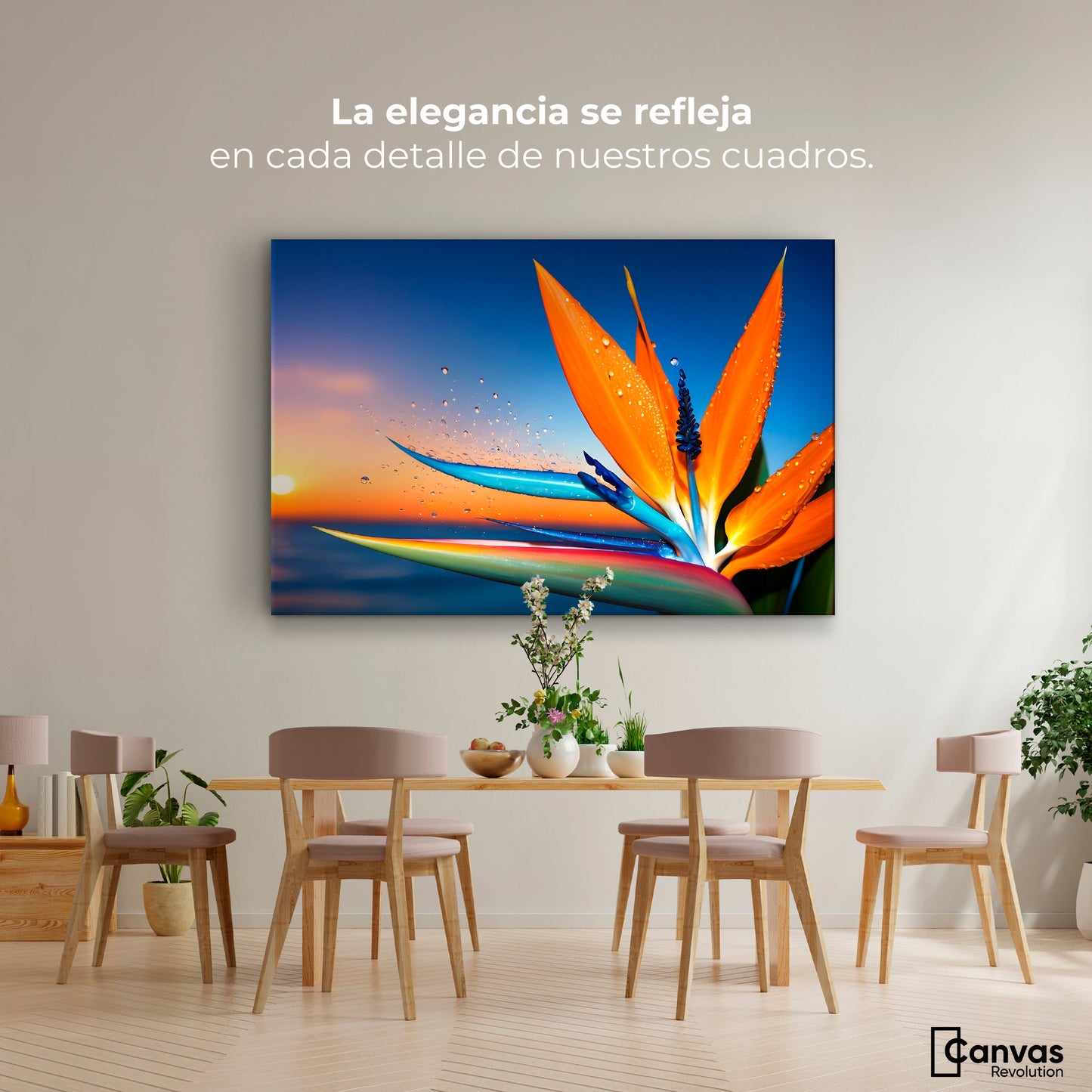 Cuadros Decorativos Canvas Revolution | Ave De Paraiso Vivo | Montaje4