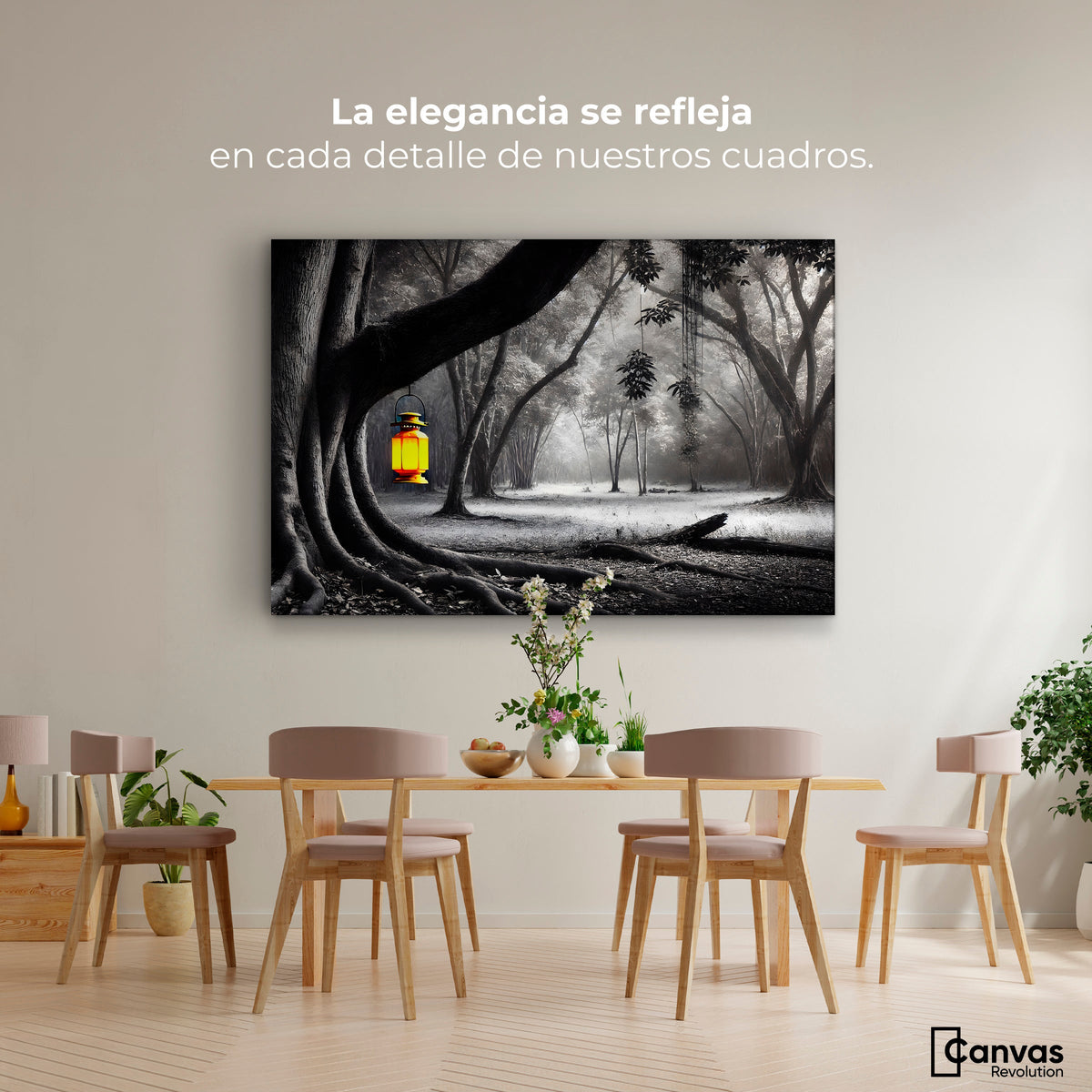 Cuadros Decorativos Canvas Revolution | Bosque Iluminado | Montaje4