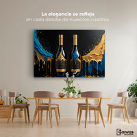 Cuadros Decorativos Canvas Revolution | Botella Azul Dorado | Montaje4