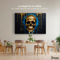 Cuadros Decorativos Canvas Revolution | Calvera Azul Dorado | Montaje4