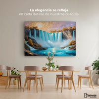 Cuadros Decorativos Canvas Revolution | Cascada Dorada Sol | Montaje4