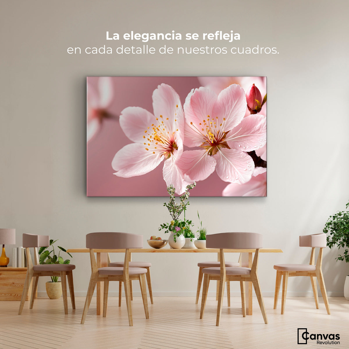 Cuadros Decorativos Canvas Revolution | Cerezo Rosado Flor | Montaje4