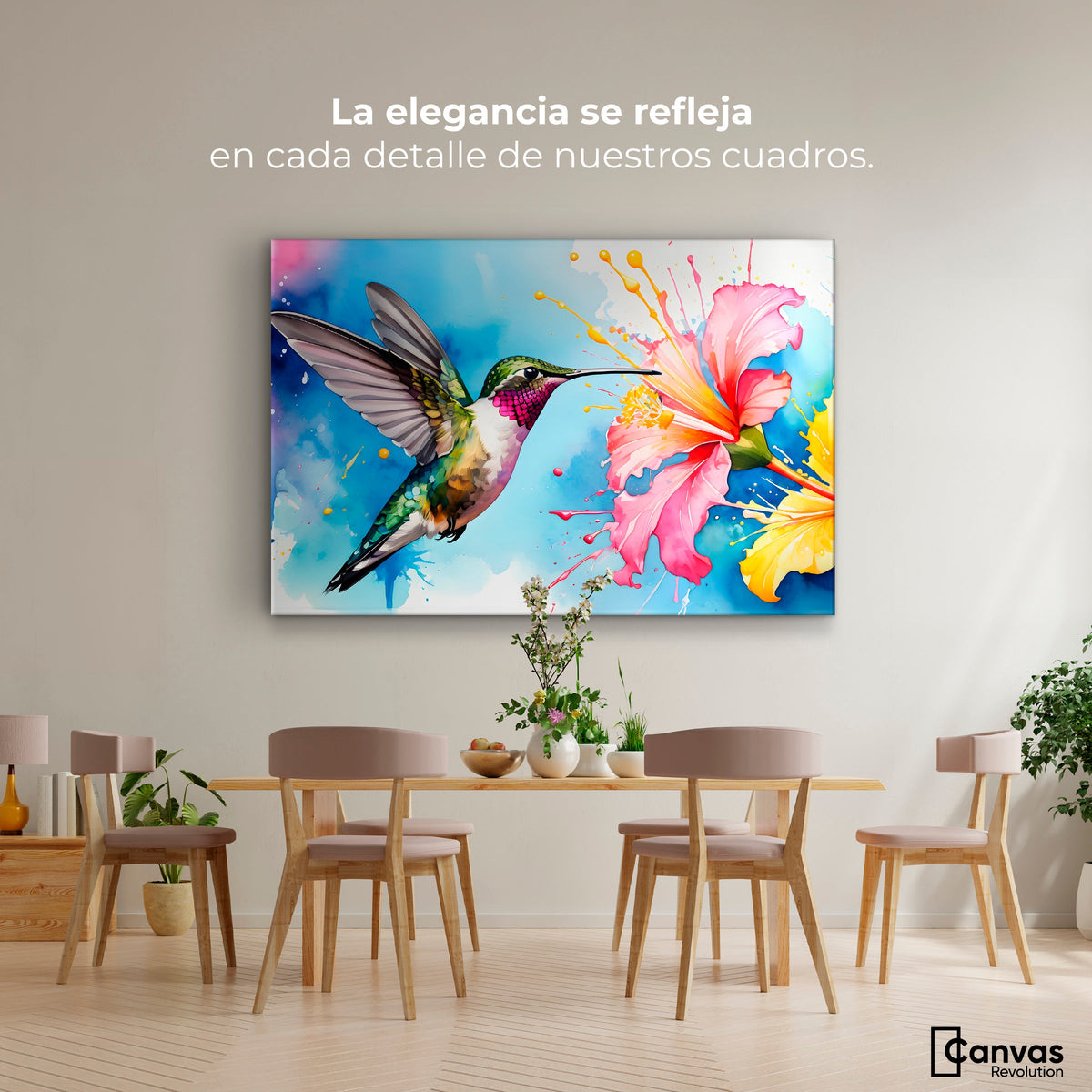 Cuadros Decorativos Canvas Revolution | Colibri Abstracto | Montaje4