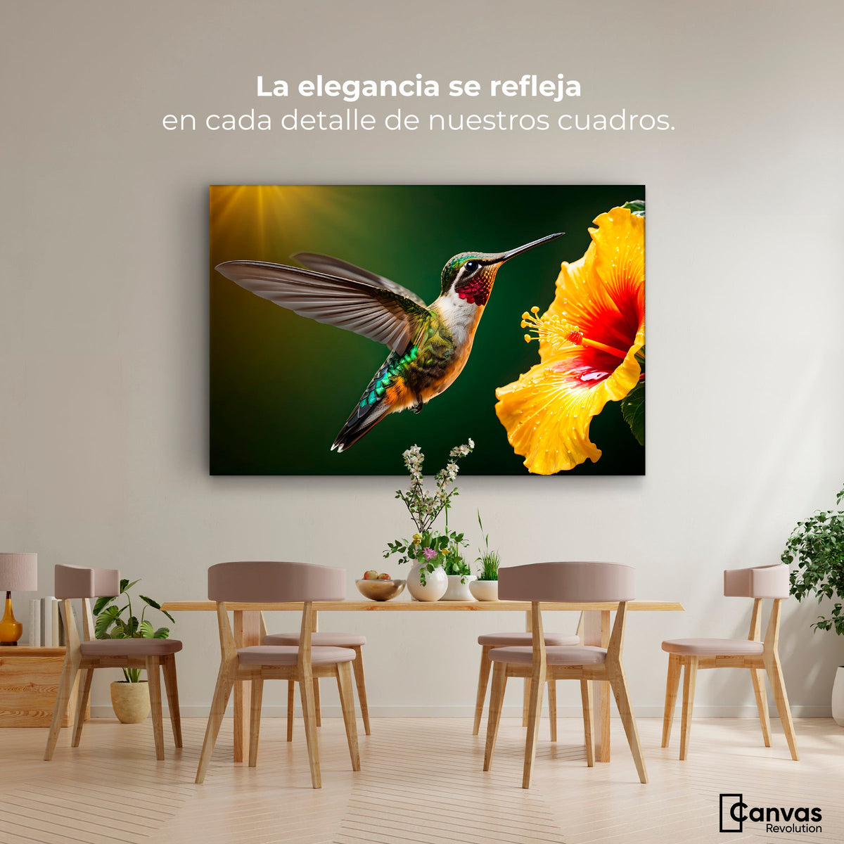 Cuadros Decorativos Canvas Revolution | Colibri Ala Nectar | Montaje4