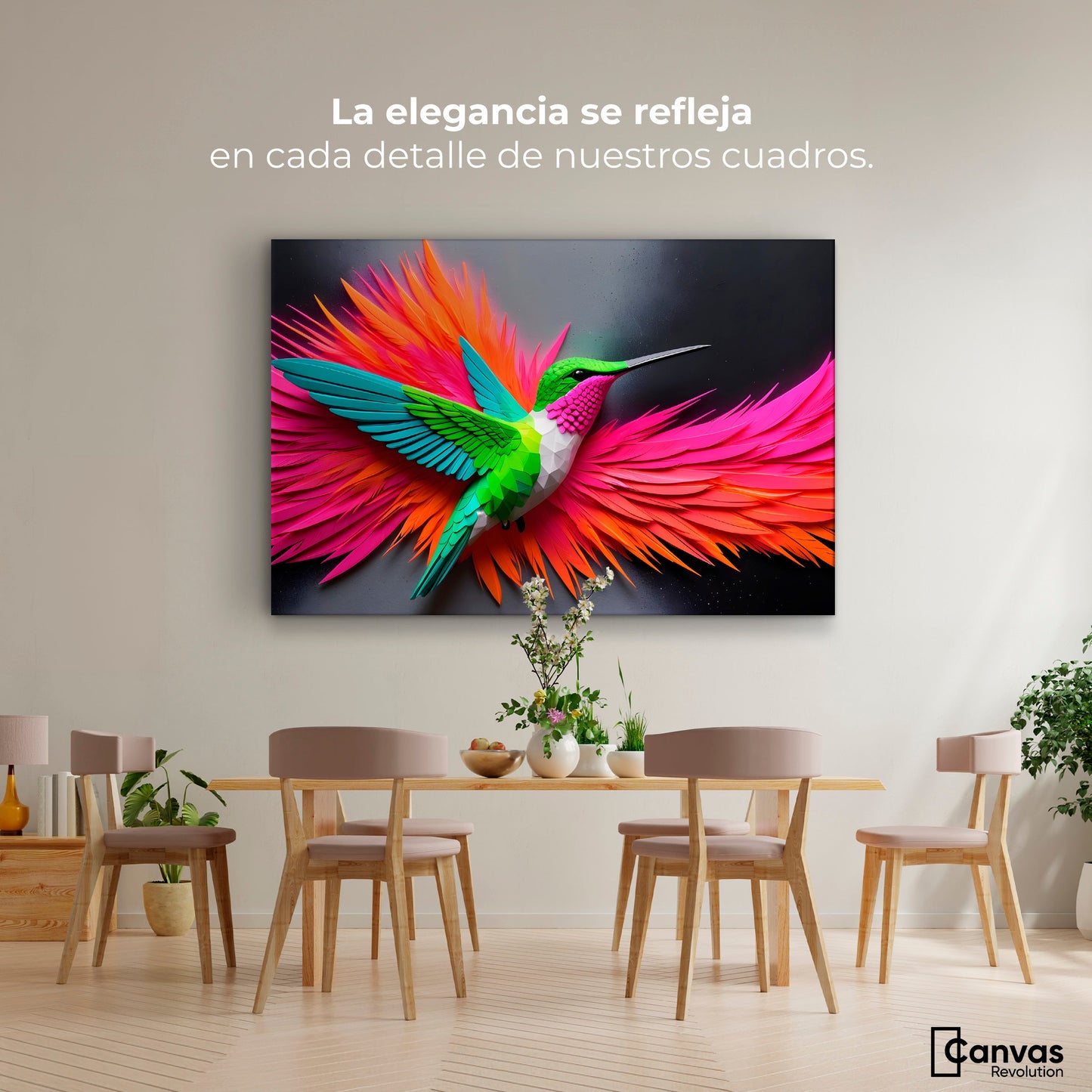 Cuadros Decorativos Canvas Revolution | Colibri Arcoiris | Montaje4