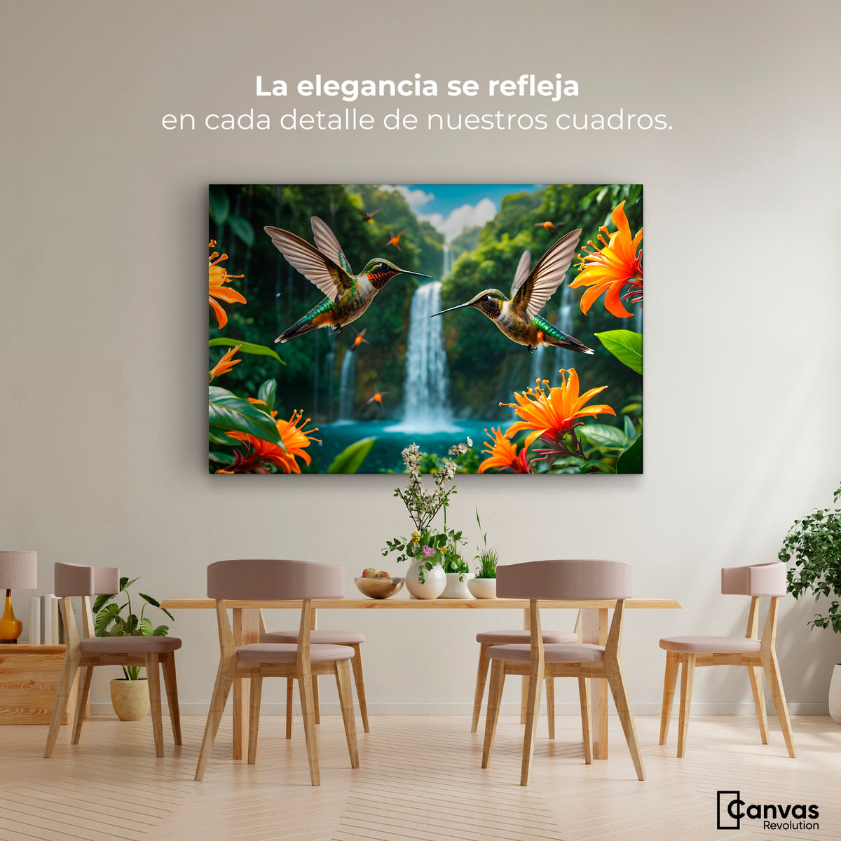Cuadros Decorativos Canvas Revolution | Colibri Cascadas | Montaje4