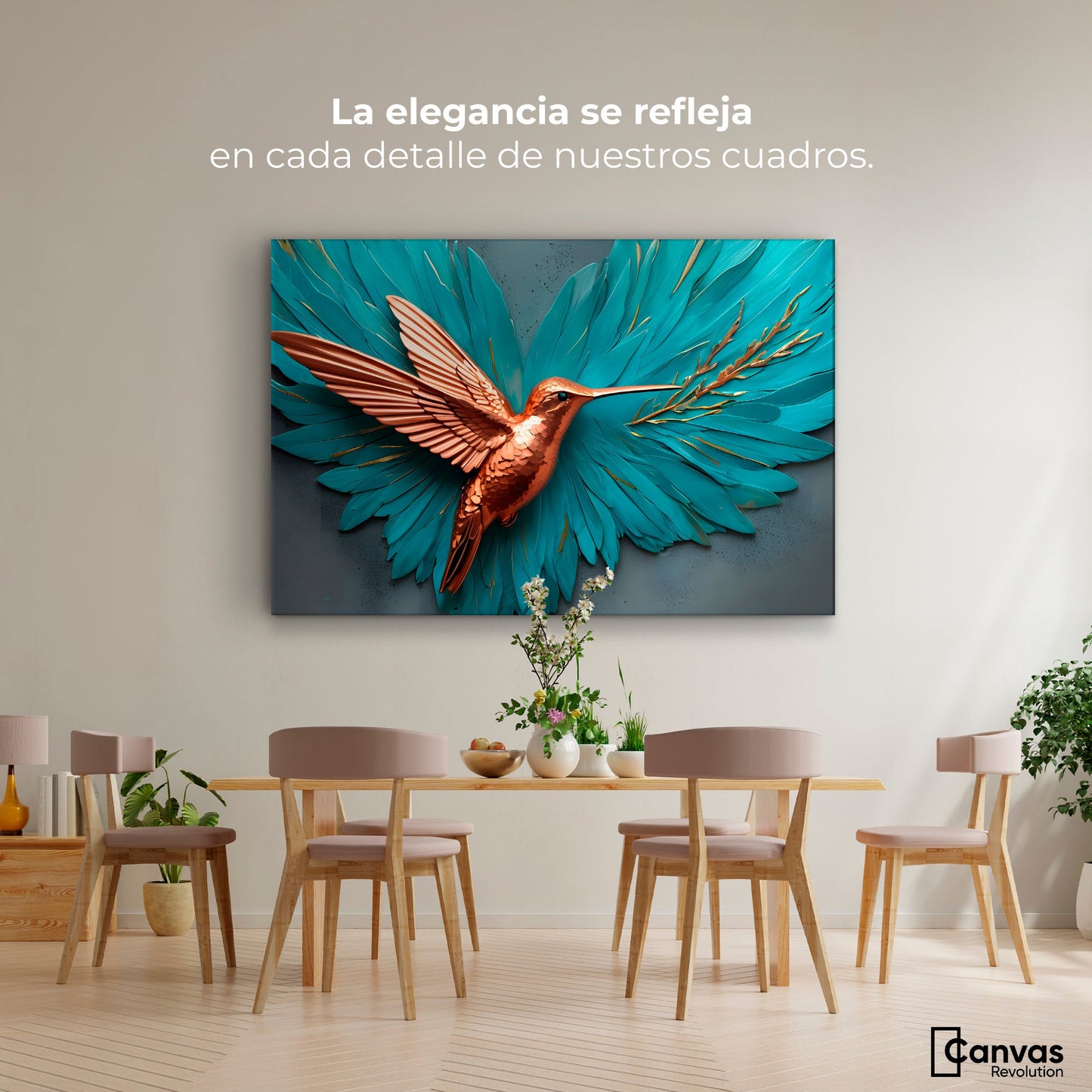 Cuadros Decorativos Canvas Revolution | Colibri Celeste | Montaje4