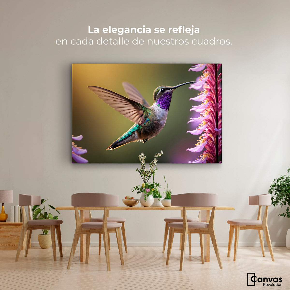 Cuadros Decorativos Canvas Revolution | Colibri Elegante | Montaje4