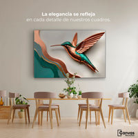 Cuadros Decorativos Canvas Revolution | Colibri Esmeralda | Montaje4