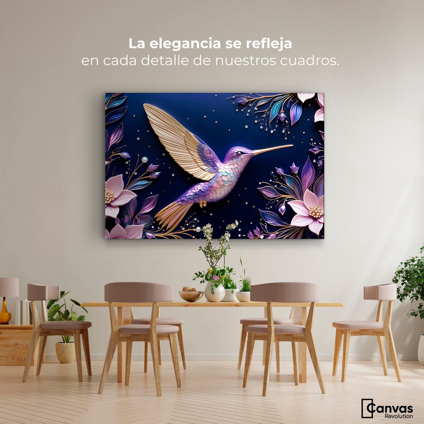 Cuadros Decorativos Canvas Revolution | Colibri Eterno | Montaje4