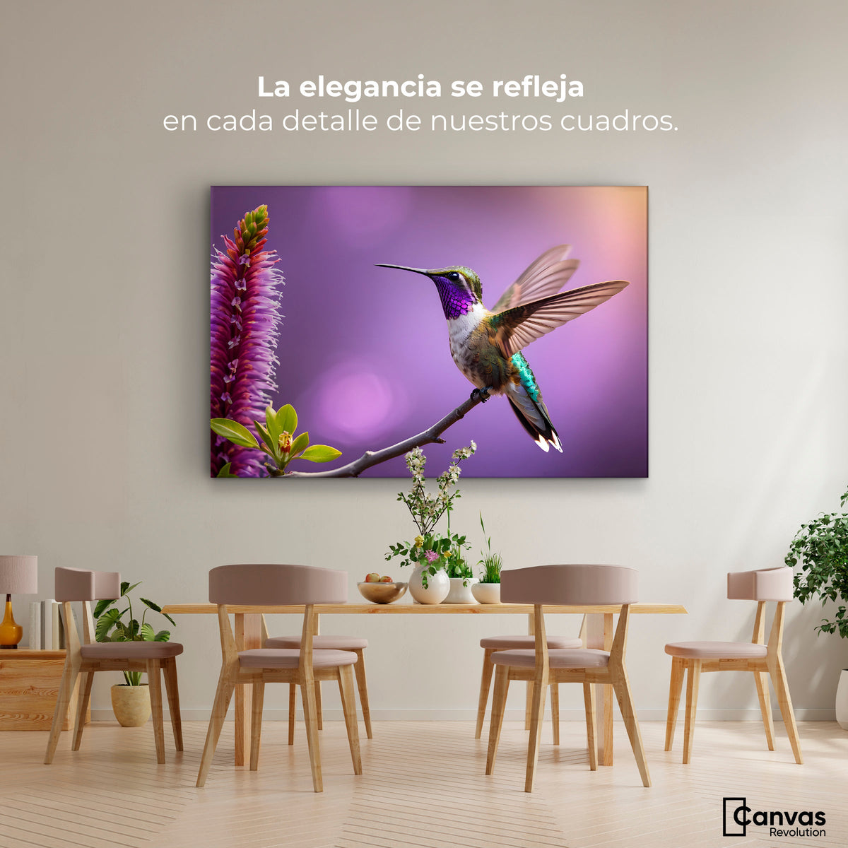 Cuadros Decorativos Canvas Revolution | Colibri Floresta | Montaje4