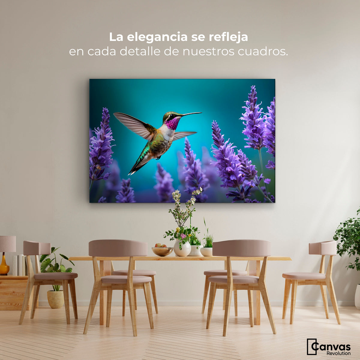 Cuadros Decorativos Canvas Revolution | Colibri Lavandas | Montaje4